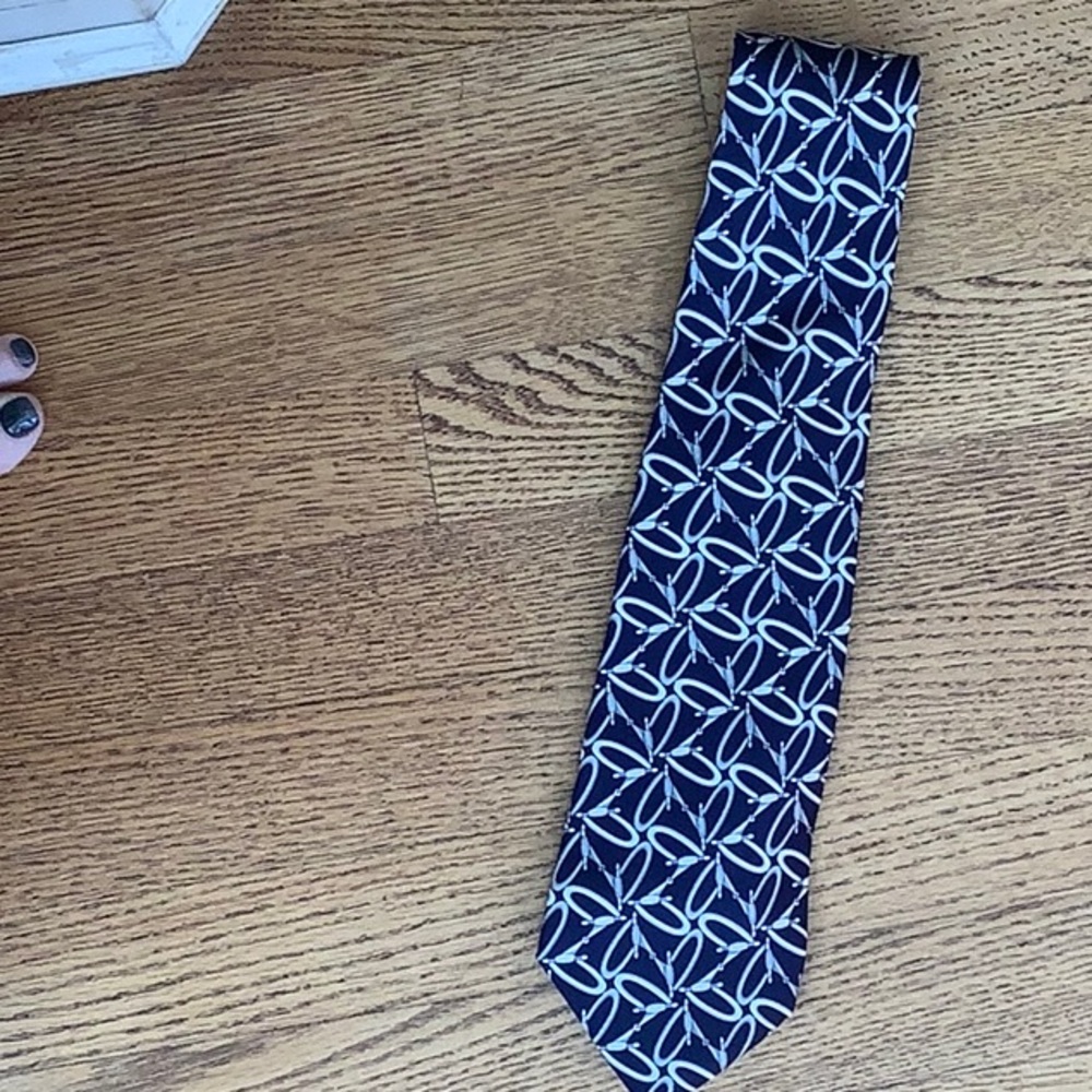 Gucci Navy and White Patterned Tie